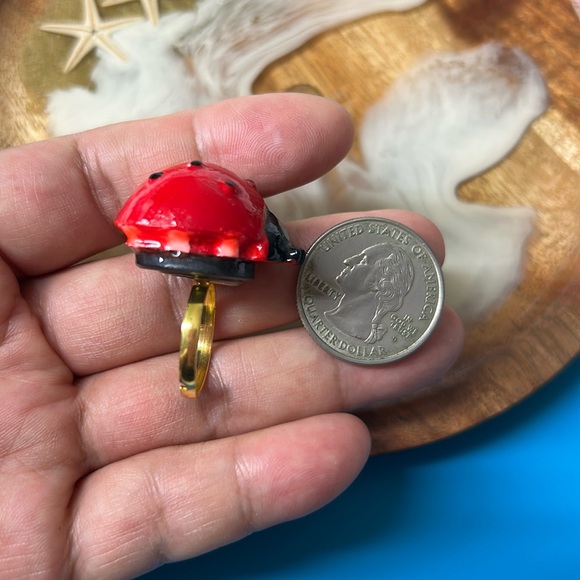 🖤Handmade Ladybug 🐞 ring - Picture 9 of 11